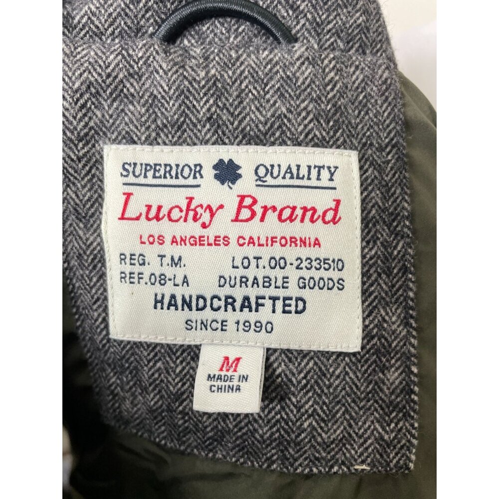 Lucky Brand Down Mens Medium Quilted Puffer Vest Herringbone Sycamore Casual - Picture 8 of 12